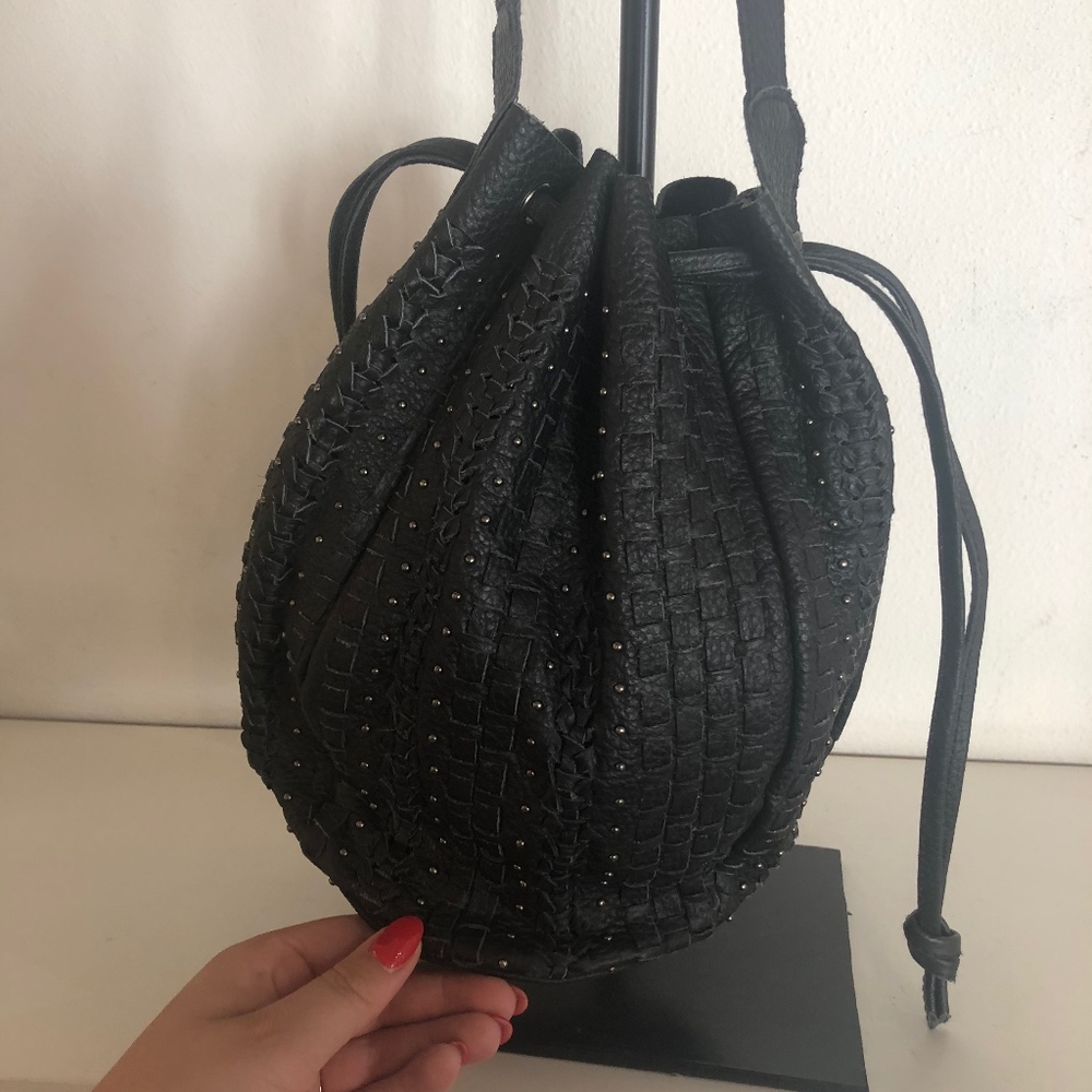 Cleobella Black Leather Stud Crossbody